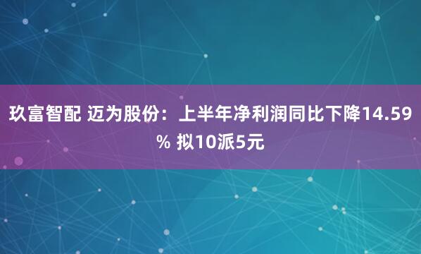 玖富智配 迈为股份：上半年净利润同比下降14.59% 拟10派5元